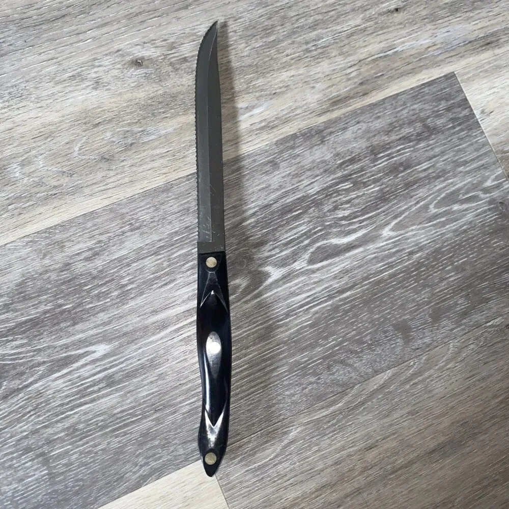 Vintage Cutco 1729 JI Carver Knife Serrated Edge With Classic Dark Brown Handle
